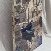 Signed painting Oil on canvas “Ville Honfleur, Normandy” dimensions: height -50cm- Width -40cm-