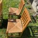 Three brutalist wooden chairs in elm from the 80s.