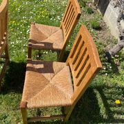 Three brutalist wooden chairs in elm from the 80s.