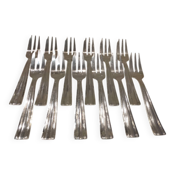 12 fourchettes à gateaux métal argenté orfèvre Argit style art deco