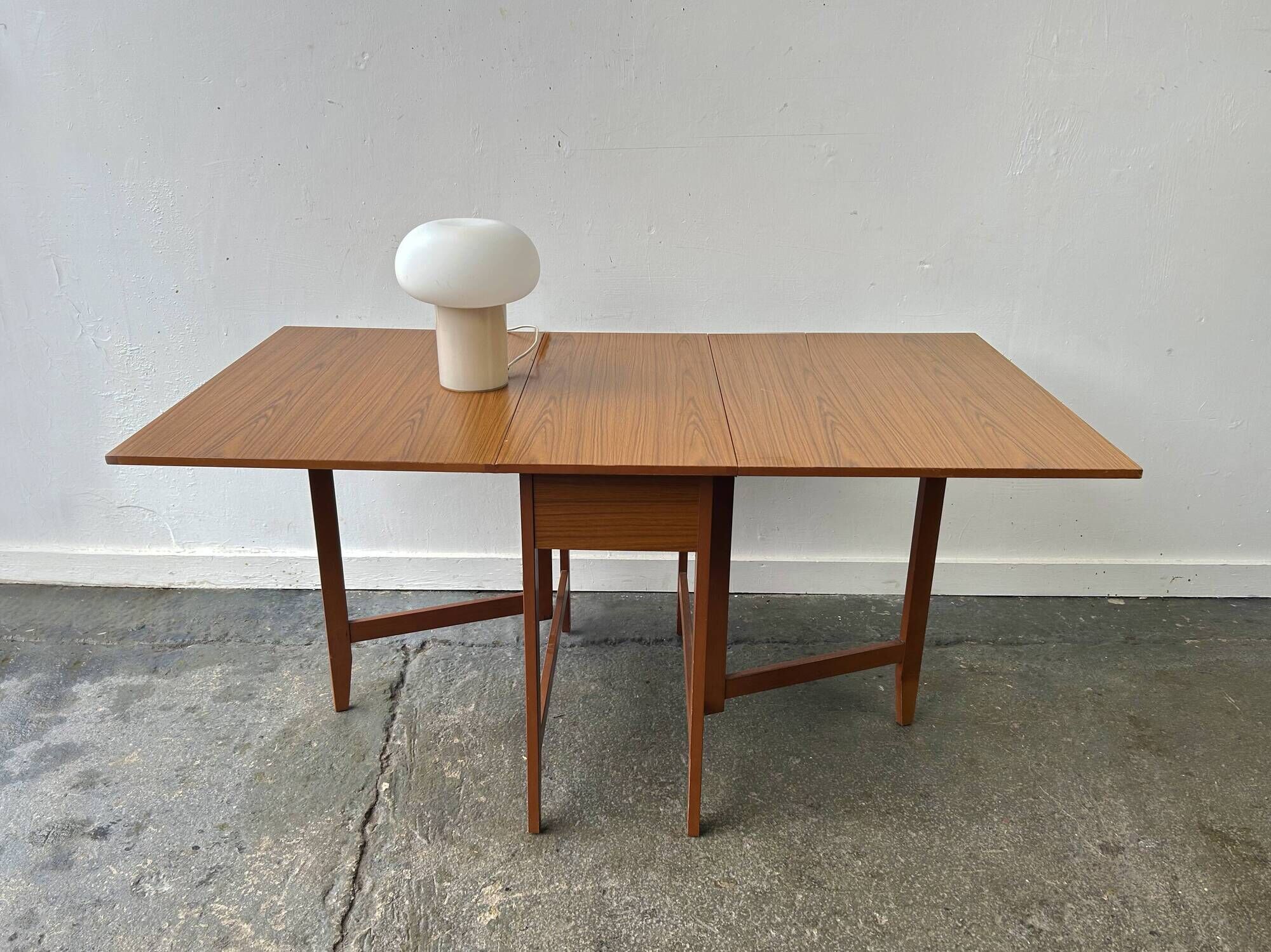 Schreiber Mid Century Vintage Teak Effect Formica Drop Leaf Gateleg Dining