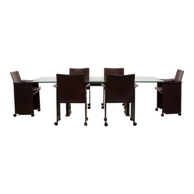 Table à manger et 6 chaises de Tito Agnoli pour Matteo Grassi
