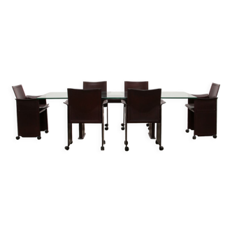 Table à manger et 6 chaises de Tito Agnoli pour Matteo Grassi