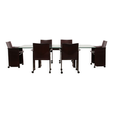 Table à manger et 6 chaises de Tito Agnoli pour Matteo Grassi