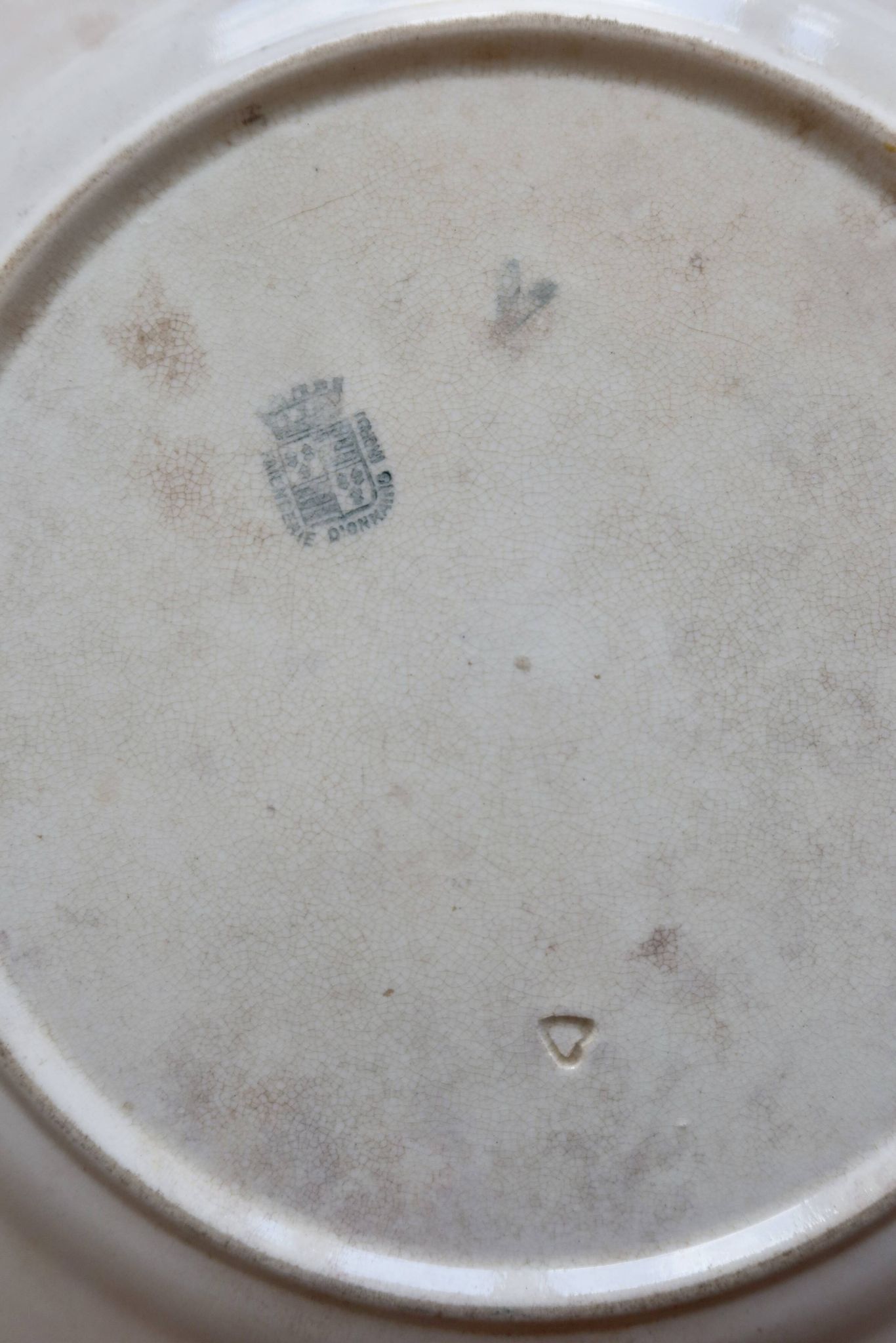 Assiette plate terre de fer Onnaing - Décor végétal bleu