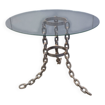 Brutalist chain link coffee table or side table, 1970s