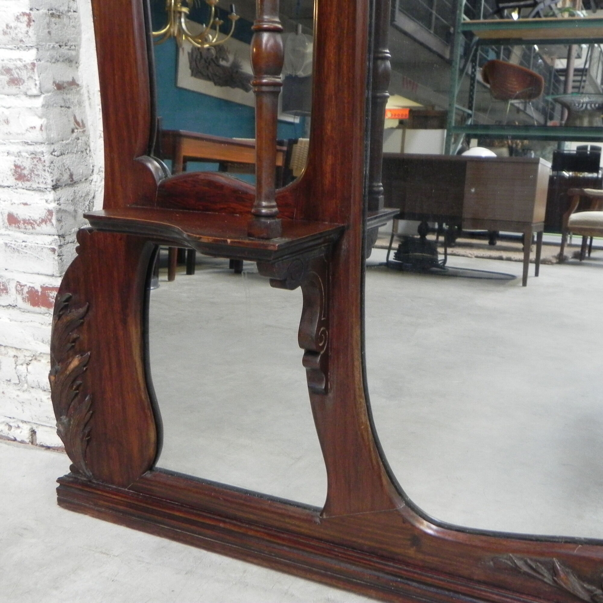 Large mahogany Art Nouveau mirror 178x220cm