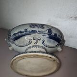 Delft earthenware planter with mill decoration