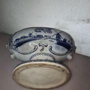 Jardinière en faïence Delft avec décor de moulins
