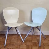 Pair of folding chairs viva, italian design, lucci orlandini for calligaris