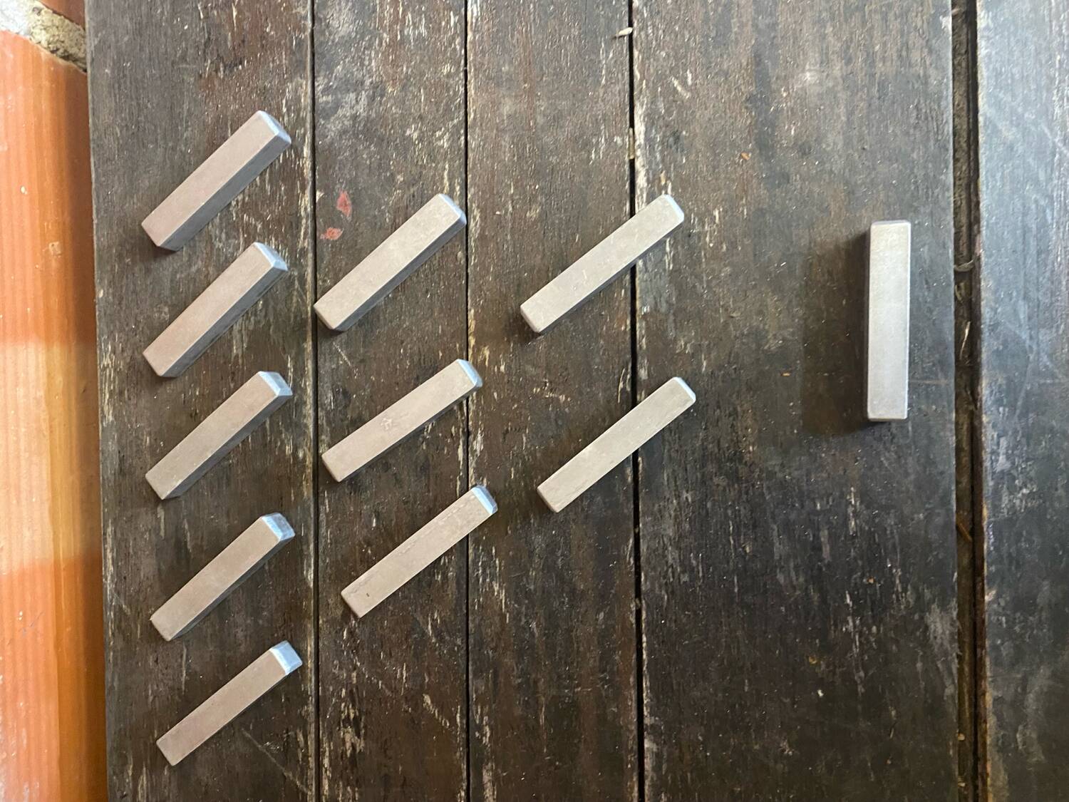 Set of 11 vintage aluminium knife rests from the 1970s