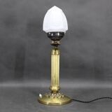 1930s Secession brass and glass dual desk lamp, Czechoslovakia