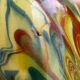 Brown, yellow and green marbled ceramic vase