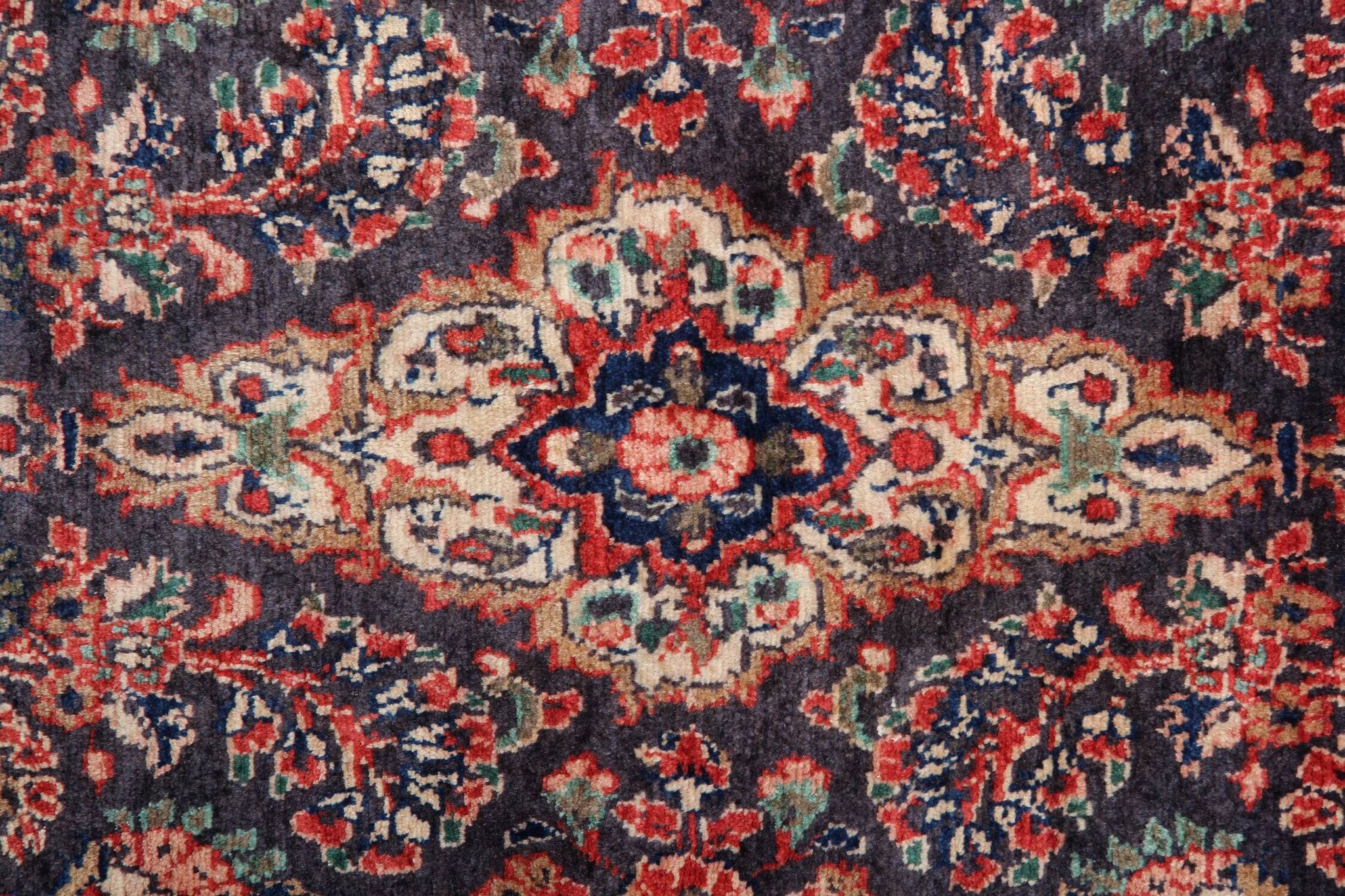 Long Vintage Oriental Runner Rug, Herati Wool Handwoven Hallway Carpet, 85 x 365