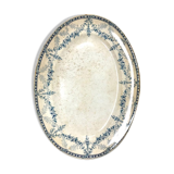 Plat service céramique bleu frise laurier