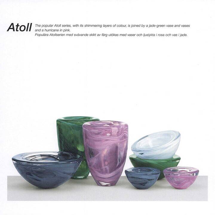 Large Blue Glass Bowl Atoll by Anna Ehrner for Kosta Boda / Sweden / 1990