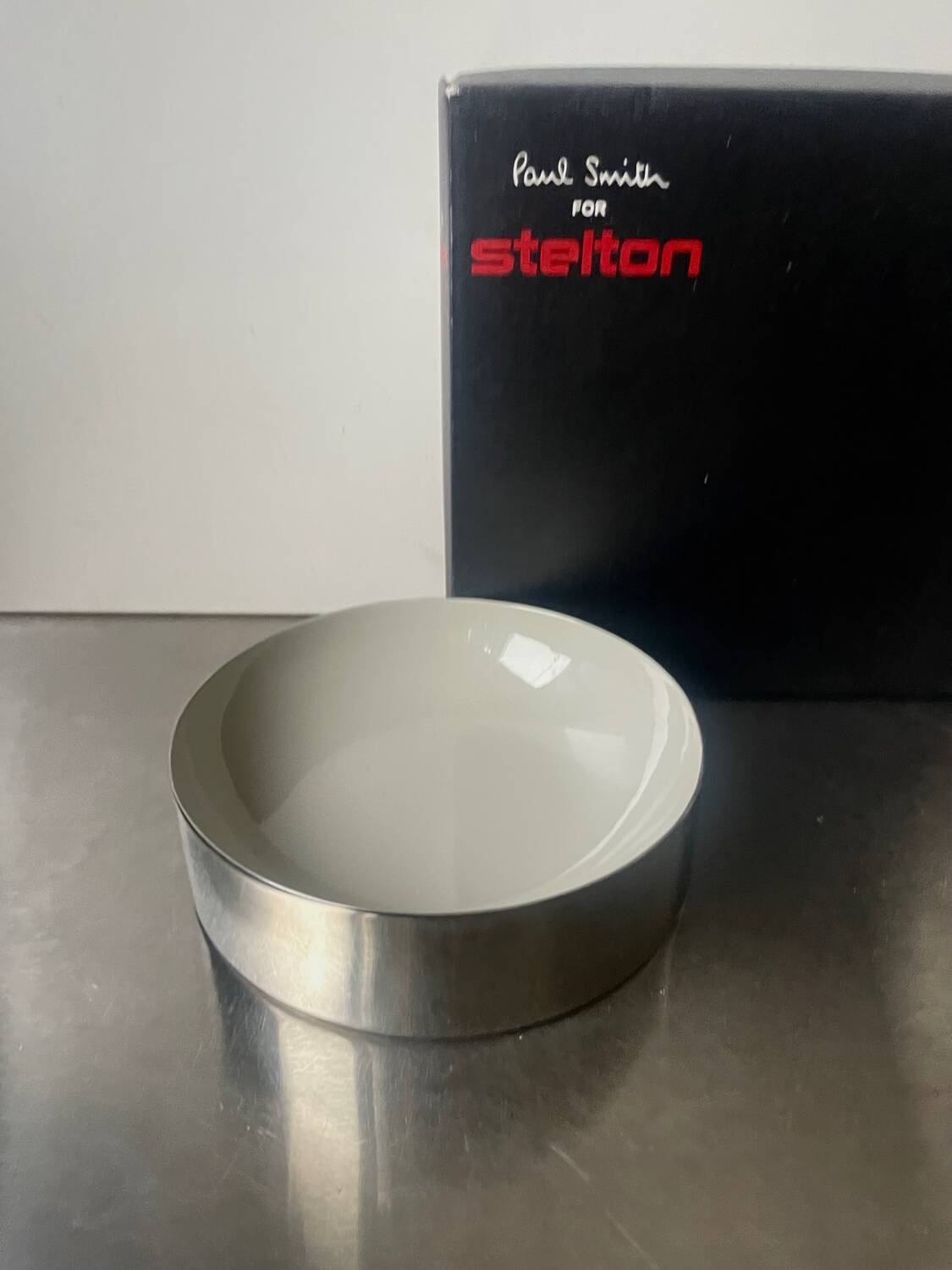 Paul smith for stelton stainless steel with grey enamel bowl never used nib