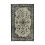Handmade distressed oriental 1980s 203 cm x 324 cm grey rug