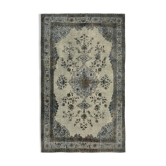 Handmade distressed oriental 1980s 203 cm x 324 cm grey rug