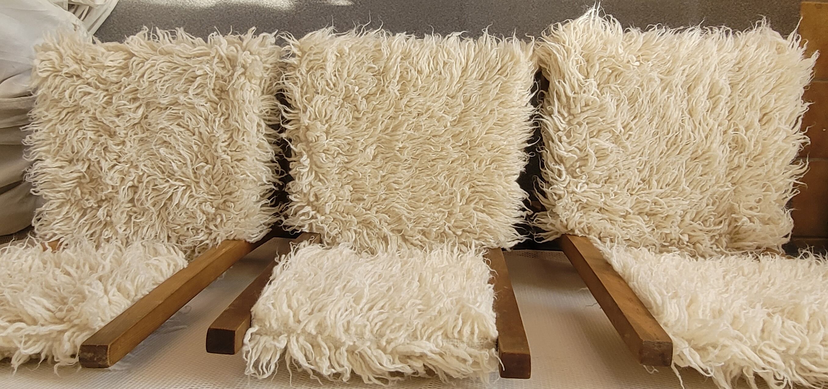 Chairs moumoute wood and wool deco savoyard chalet