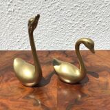 Pair of brass swans