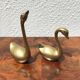 Pair of brass swans