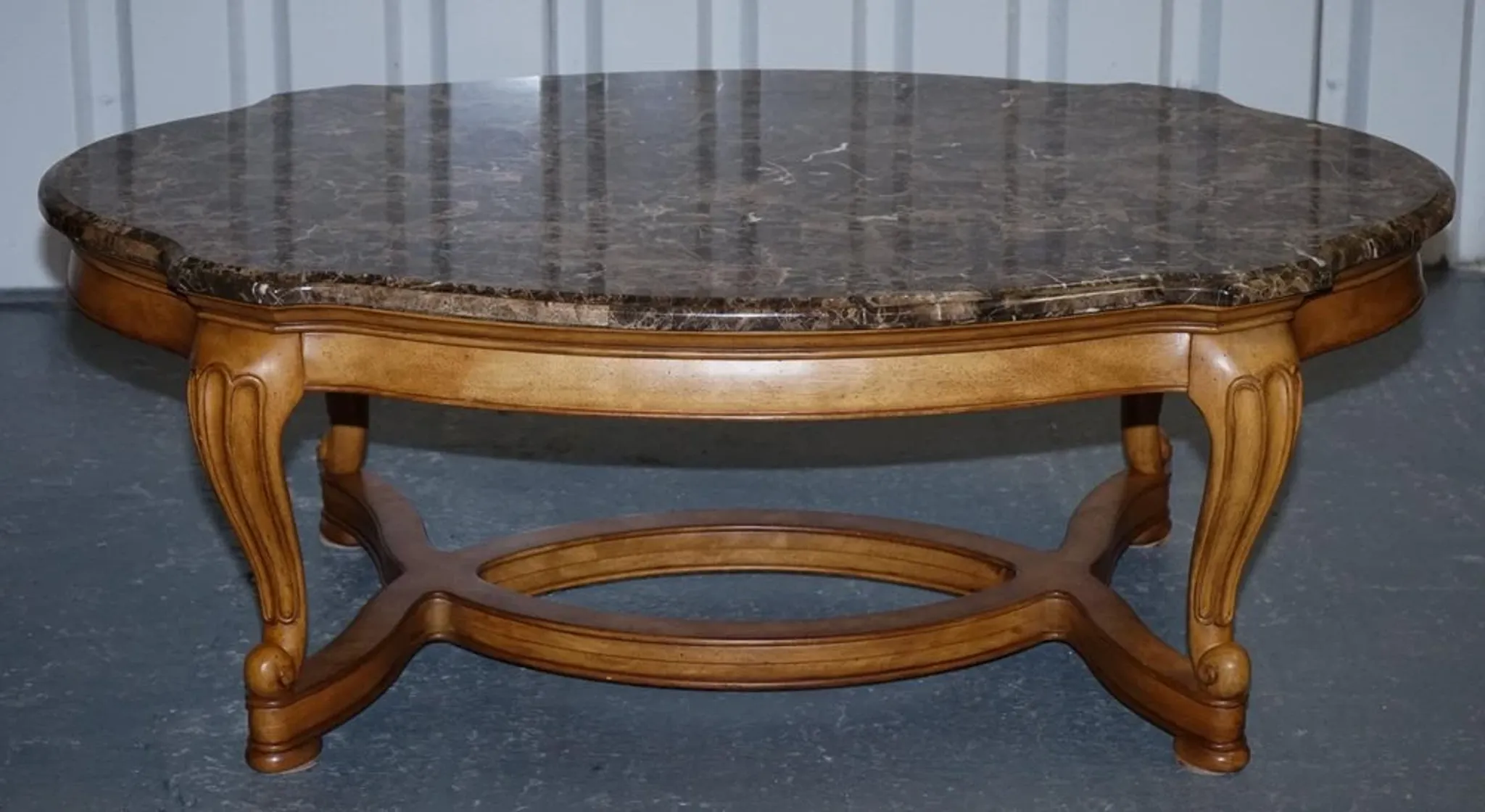 Vintage Style Coffee Table with Faux Marble Top, France