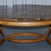 Vintage Style Coffee Table with Faux Marble Top, France