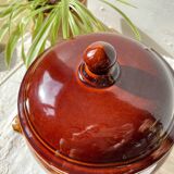 Soupière vintage en grès émaillé marron soupe à l'oignon