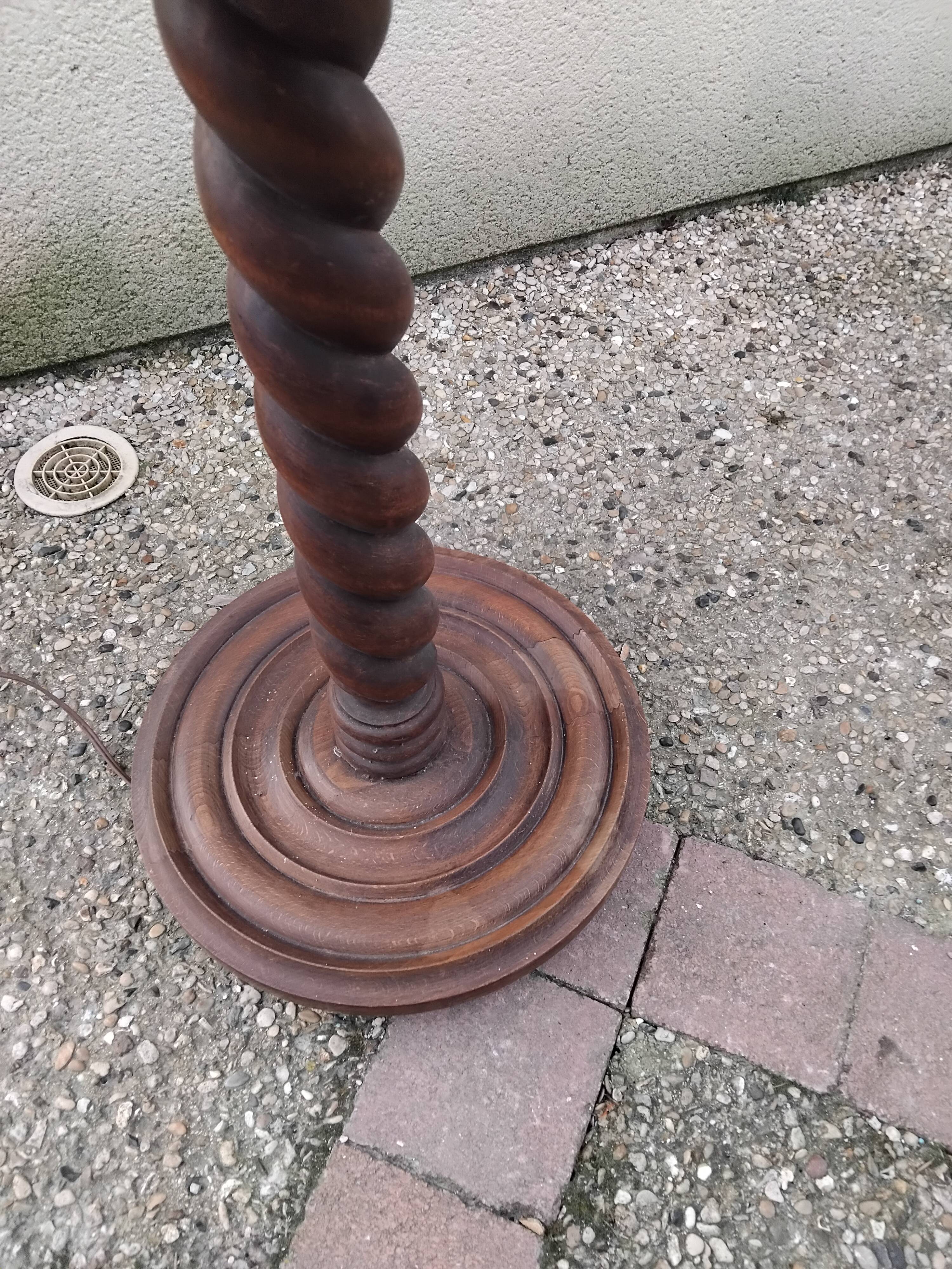 CHARLES DUDOUYT vintage floor lamp, turned wood