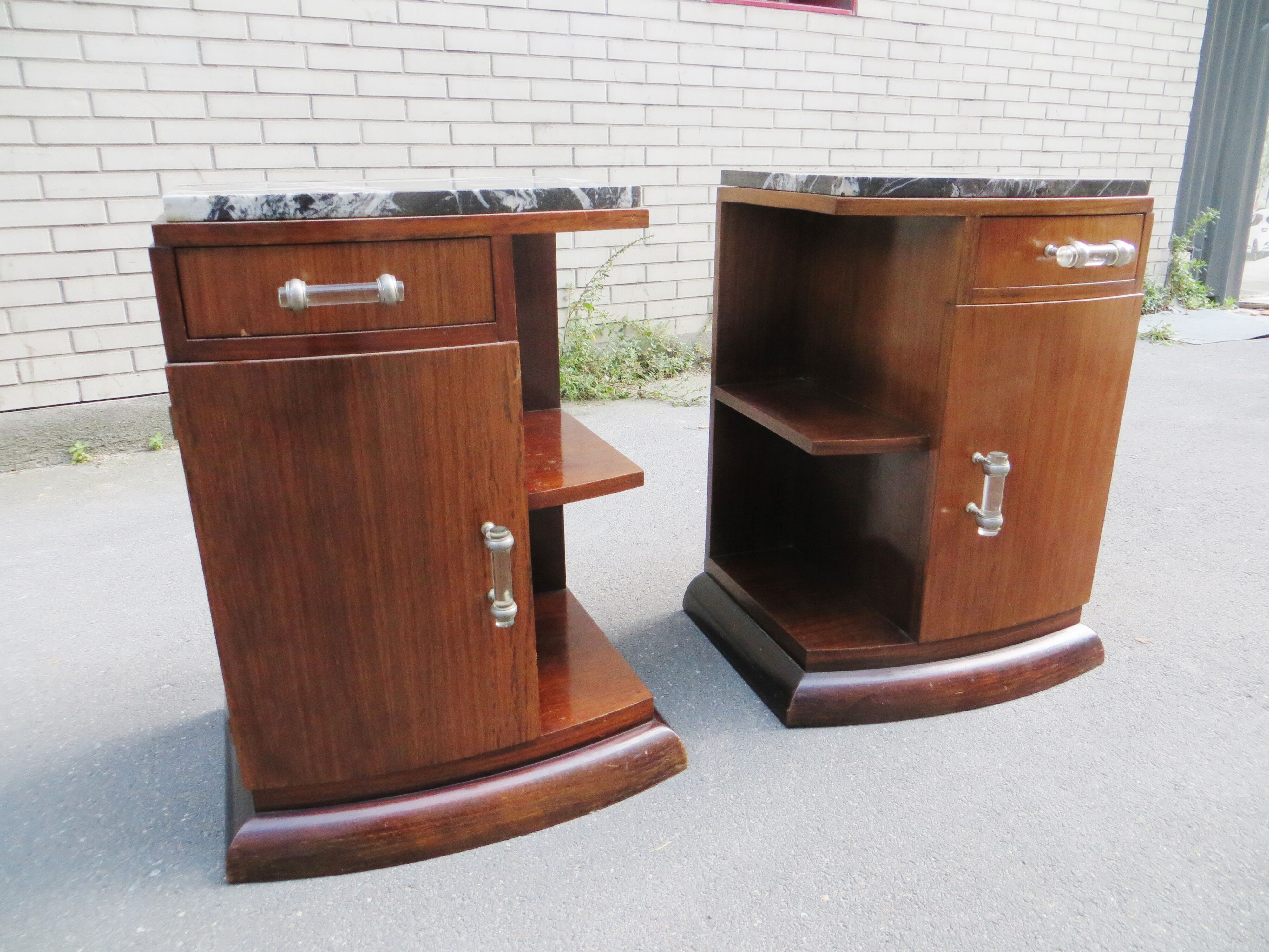 Pair of art deco bedside tables of the 30s