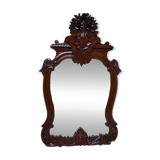 Antique Baroque Wall Mirror in Carved Mahogany
