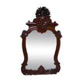 Miroir mural baroque ancien en acajou sculpté