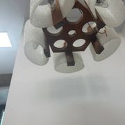 Pendant light in granite resin and wood, 1950s
