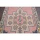 Vintage Turkish Oushak handmade wool cotton pink runner rug 117x254