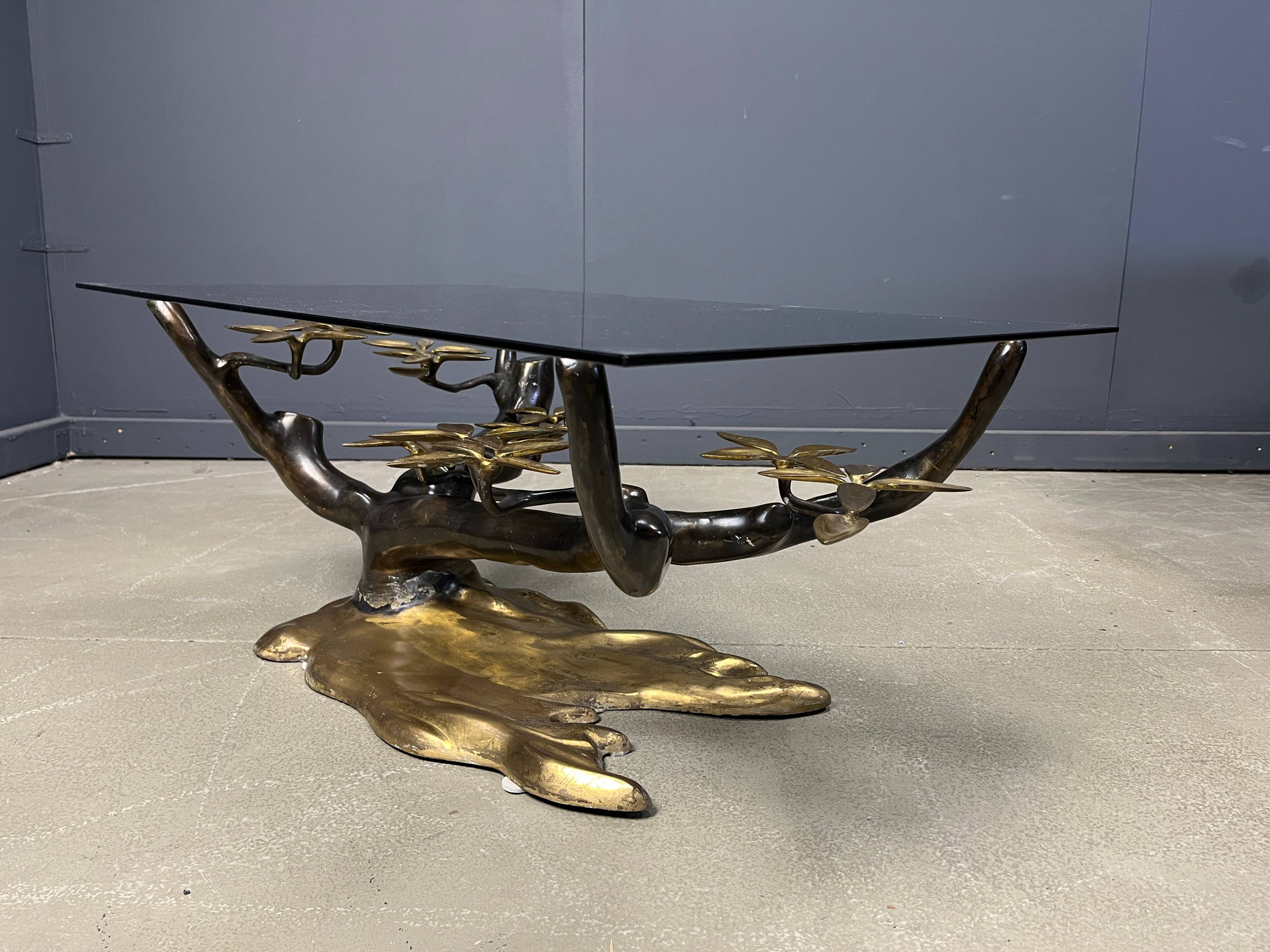Bronze bonsai coffee table by Willy Daro, 1970s