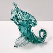 Teal Murano Glass Cornucopia Vase by Archimede Seguso, Italy