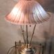 lampe laiton brossé abat jour verre vianne 1970 a 80  a tirettes independente h47x35
