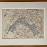 Lithograph map on Paris and the floods of 1910