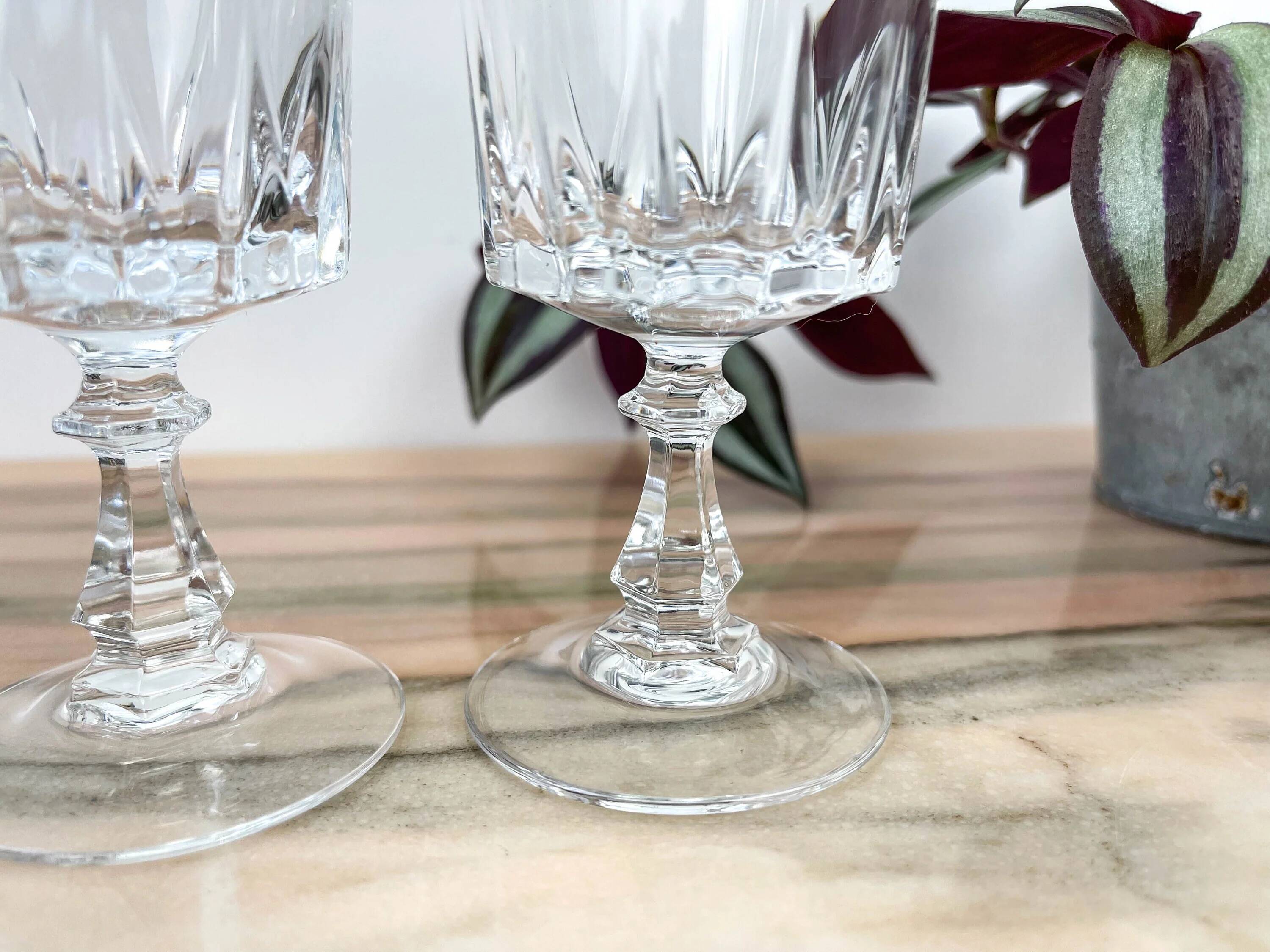 6 Cristal D'Arques Louvre model white wine glasses