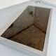 Italian coffee table in chromed metal and vintage brown glass top 70s