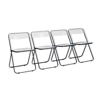 Set of 4 vintage folding chairs published by Stua, Spain 1980.