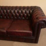 Burgundy leather chesterfield sofa two seater