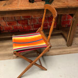 Old vintage camping chair wood and canvas