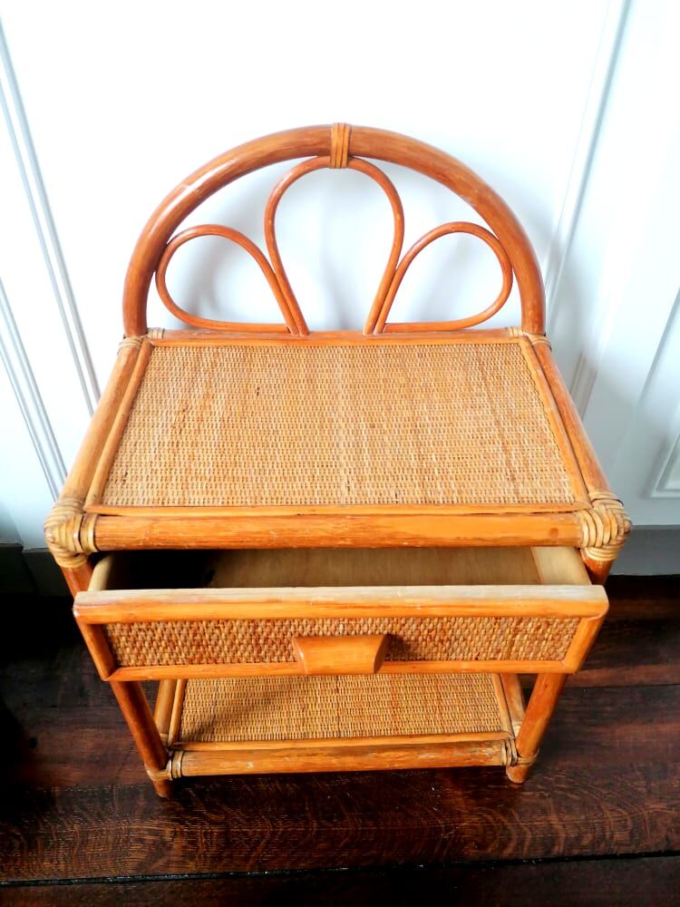 Rattan bedside table 1960