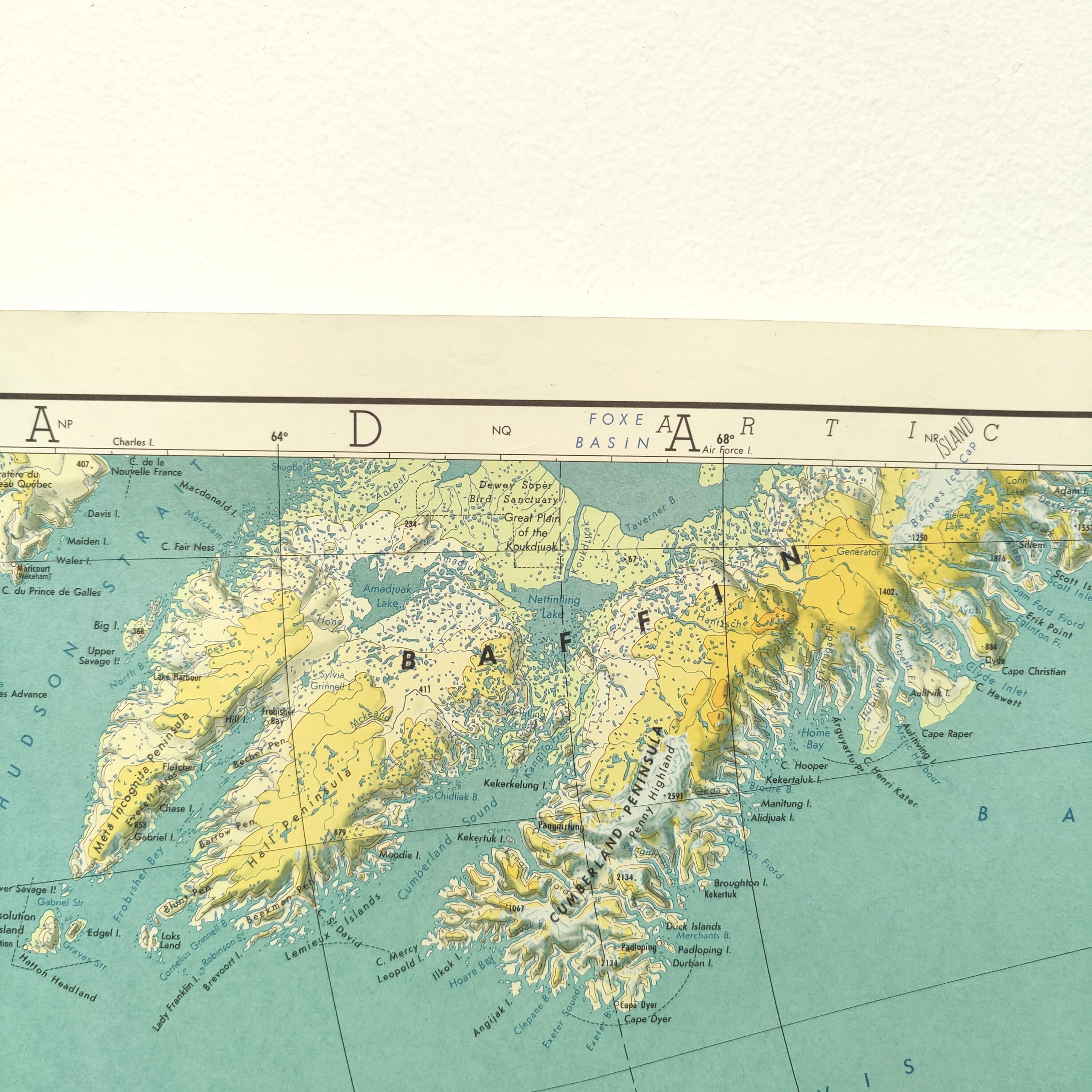Vintage Map Iceland Greenland Canada 1968