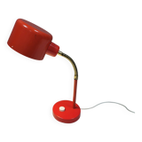 Swedish Elidus table lamp in red with adjustable brass swan neck 1970-80s