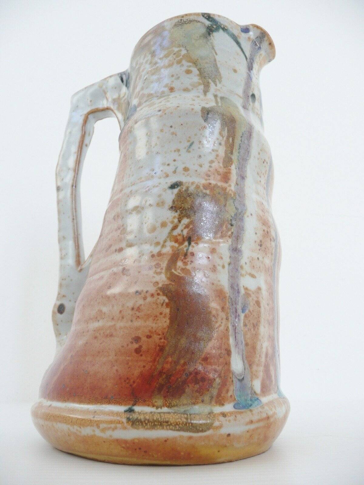 Vintage ceramic stoneware pitcher from the 1950s-1960s design.
