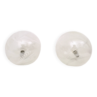 Paire de lampes de table sphériques postmodernes en verre par Lino Tagliapietra pour La Murrina