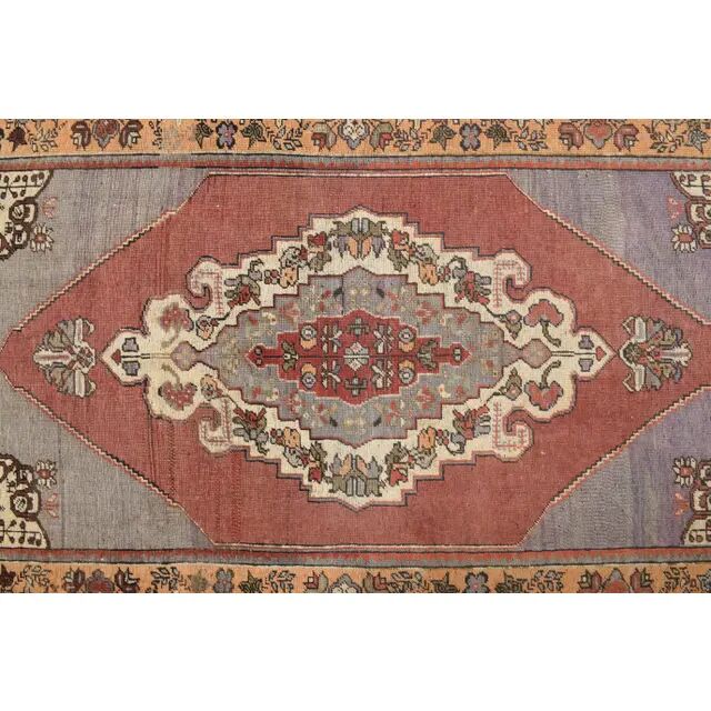 Vintage Turkish Oushak Handmade Wool Cotton Red Area Rug 132x224
